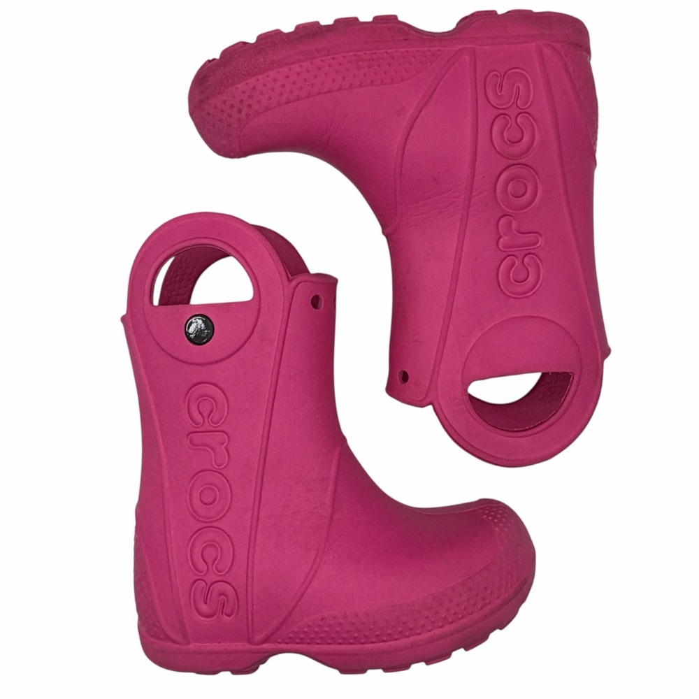 CROCS Hot Pink Kids' Rain Boots - Size 8 Child